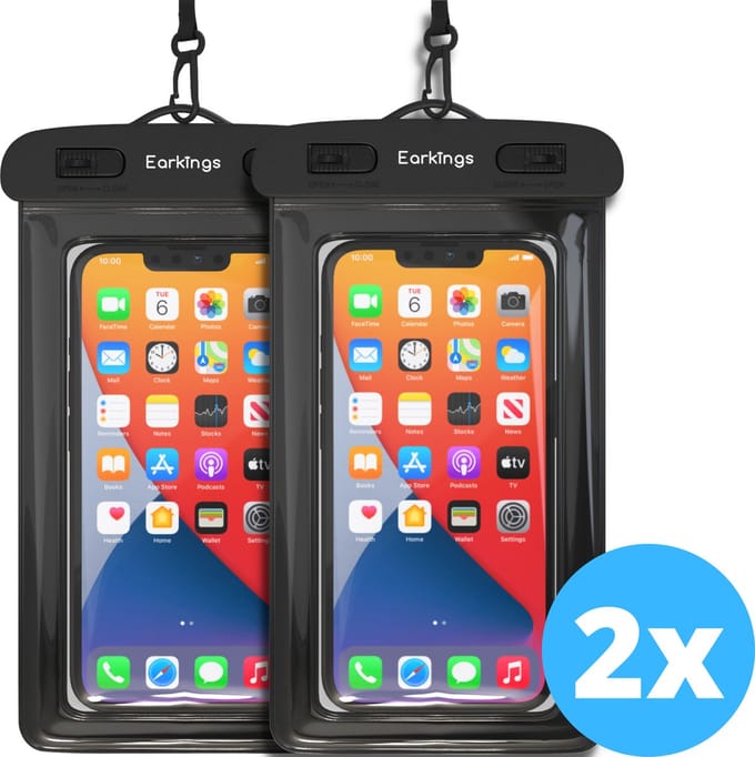 Waterdichte telefoonhoesjes Set van 2 stuks - Zwart & wit