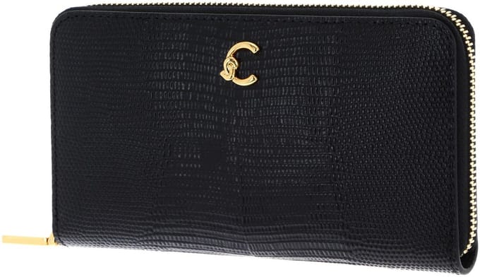 COCCINELLE Leren portemonnee C-Me Lizard Wallet Noir zwart