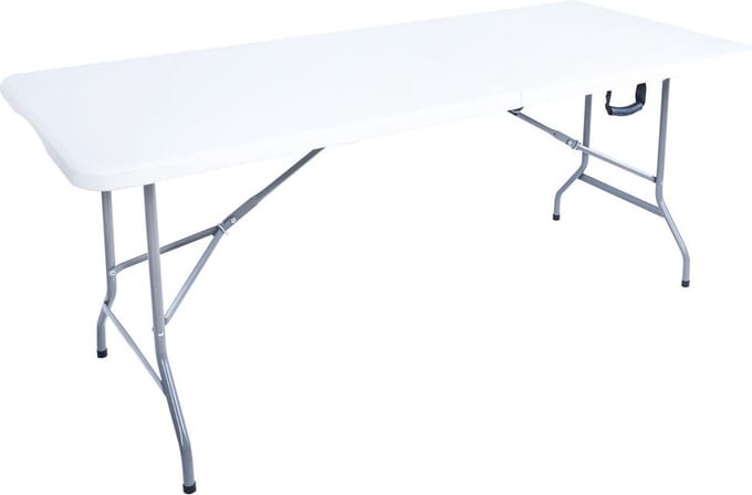 IVOL Vouwtafel 180x74x74 - Wit - Kunststof - Inklapbare plooitafel
