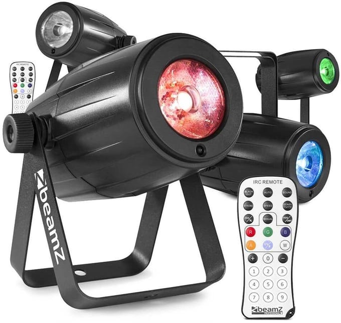 BeamZ set van 4 PS12W LED Pin spots - 12W met afstandsbediening - RGBW