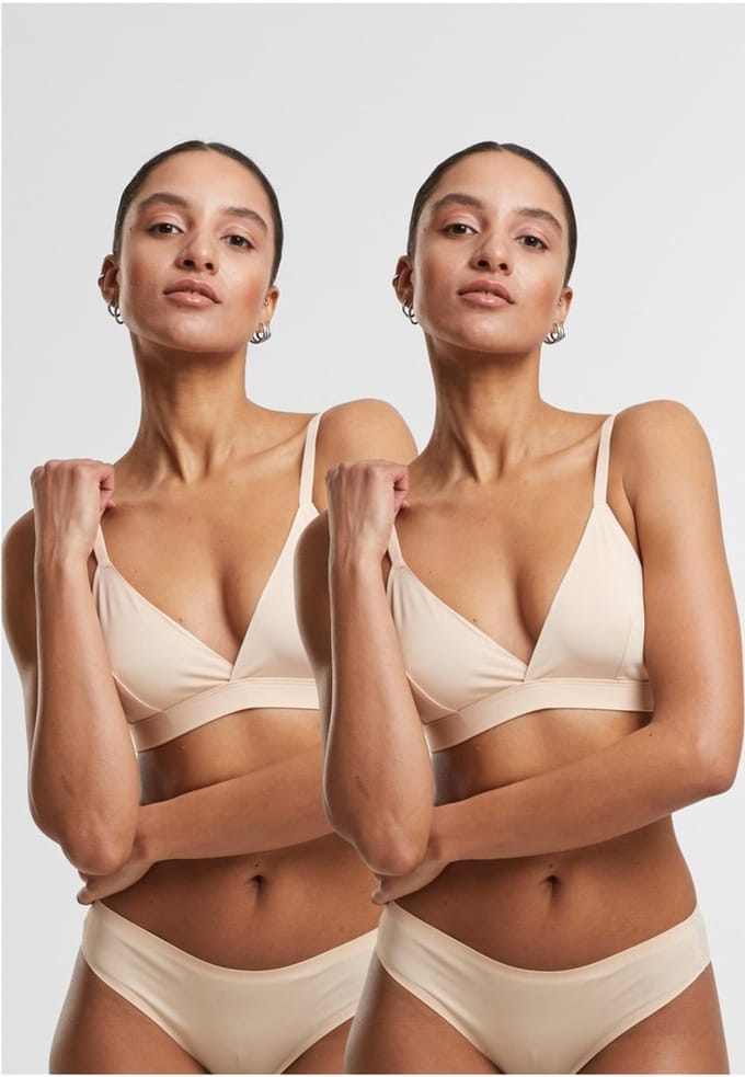 Urban Classics - Basic unpadded 2-Pack BH - S - Beige