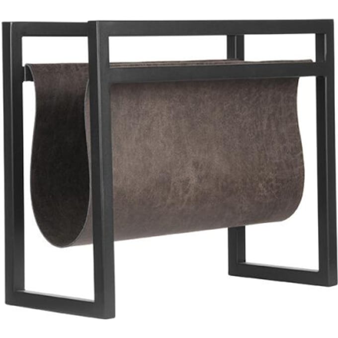 Label51 Wanddecoratie Magazinehouder Antraciet Leder