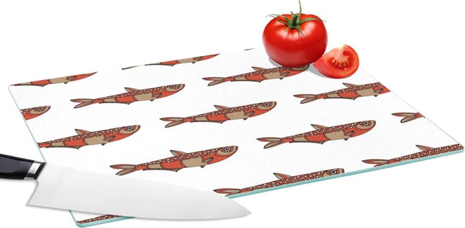 Glazen Snijplank - 39x28 - Design - Vis - Karper - Snijplanken Glas