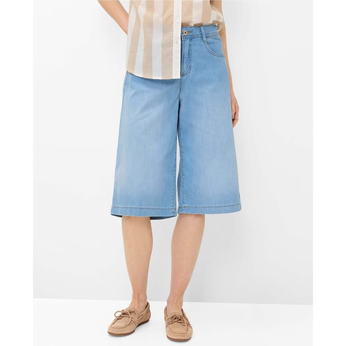 Brax Dames Bermuda  Style MAINE B USED BLEACHED BLUE, denim lichtblauw, maat 36L