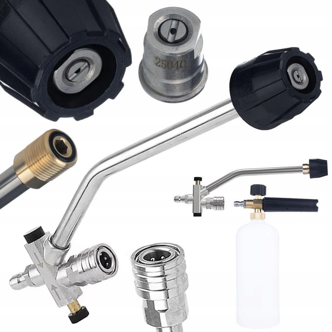 Rosfix DualJet Pro Hogedruklans - 2-in-1 Schuim Spoel, Wisselspuitmond - 1/4"" Quick Connect, 27 cm