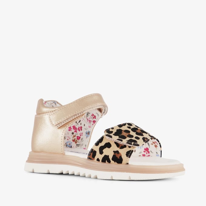 Blue Box meisjes sandalen met panterprint goud - Maat 27
