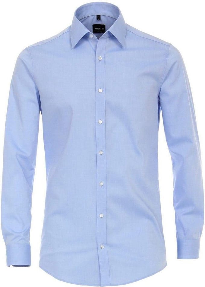 Venti - Heren Overhemd - Poplin - Strijkvrij - Slimfit - Lichtblauw