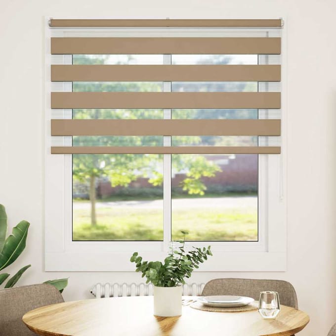 vidaXL - Zebra - Blind - 130x150 - cm - stofbreedte - 125,9 - cm - polyester - zandbruin