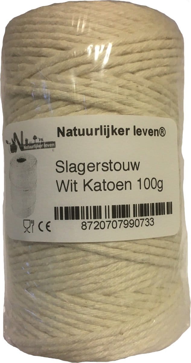 Slagerstouw Wit Katoen 100g - vleestouw - keukentouw - rolladetouw