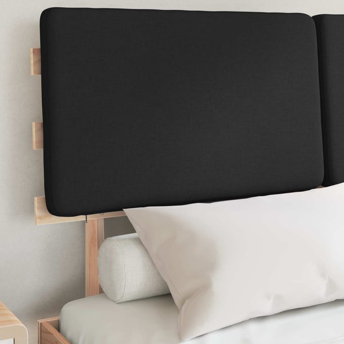 vidaXL - Bedframe - met - Gevoerde - Hoofdbord - Zwart - 135 - x - 190 - cm