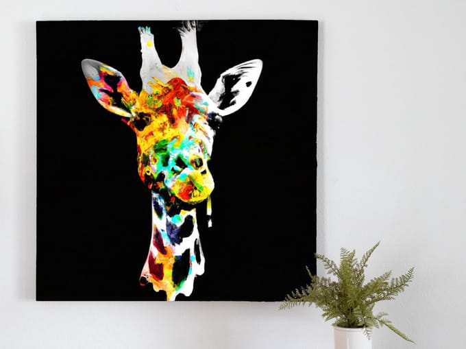 Rainbow burst giraffe | Rainbow Burst Giraffe | Kunst - 80x80 centimeter op Forex | Foto op Forex