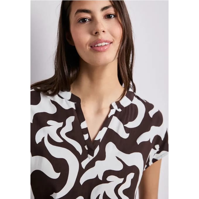 Blouse met hangende schouder en print