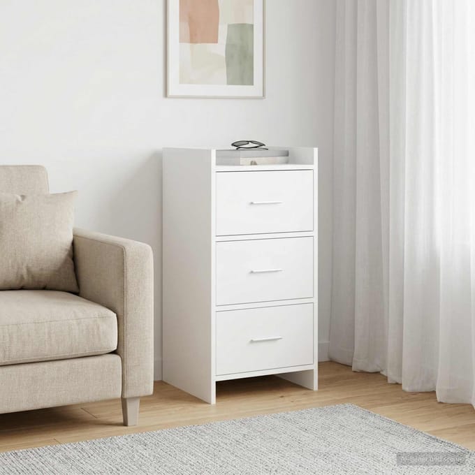 vidaXL - Dressoir - Wit - 40 - x - 36 - x - 80 - cm - Bewerkt - hout