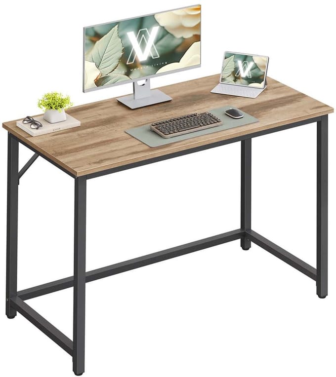 Office Desk - Workstation - Writing Table - Sturdy Build - 100 x 50 x 76 cm -brown, zwart