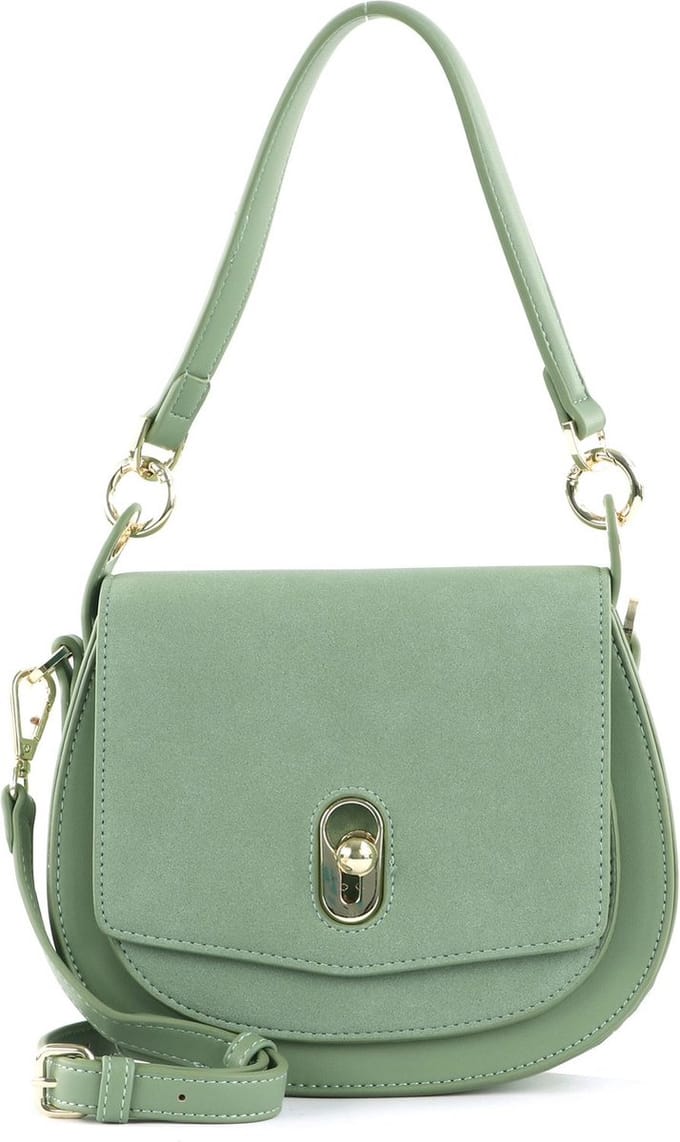 SEIDENFELT MANUFAKTUR Schoudertas SFM213 Small Saddle Bag Sage / Gold Groene