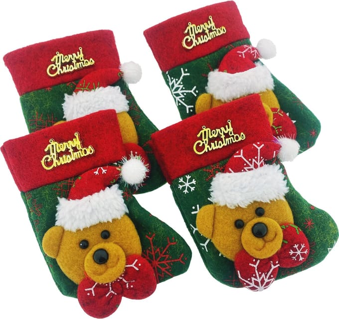 Knaak Kerstsokken Beertje - Kerstdecoratie & Bestekhouders - Set van 4