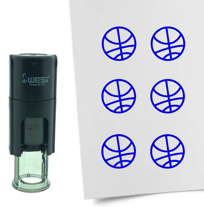 CombiCraft Stempel Basketbal 10mm rond - blauwe inkt