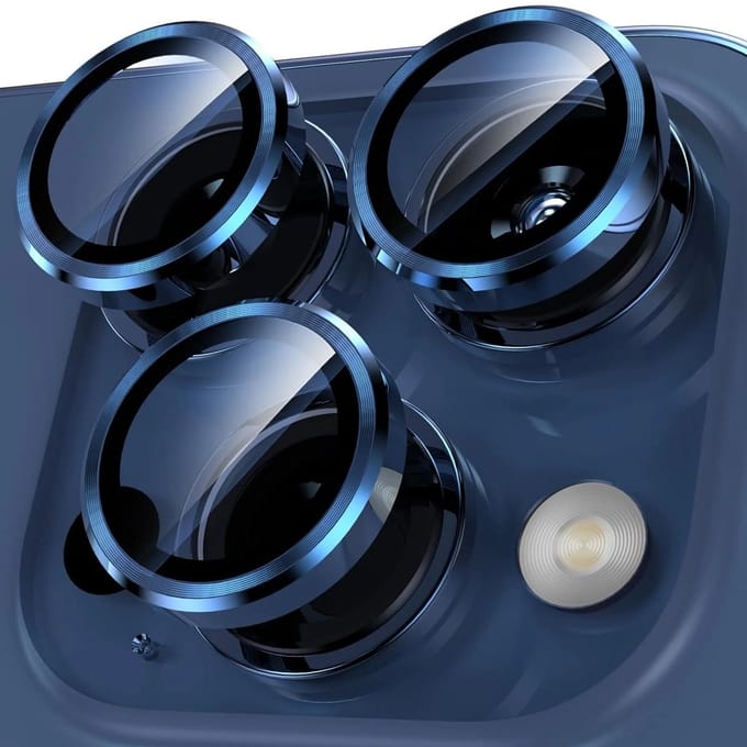 Camera lens beschermer Geschikt voor: iPhone 13 Pro Max - Premium HD Clear Tempered Glass Lens Cover Protector [Case Friendly] Blauw
