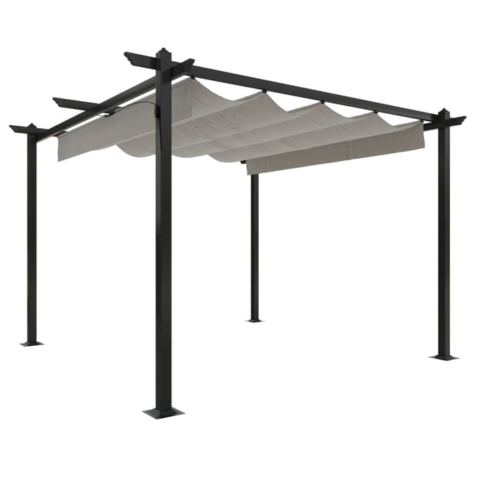 vidaXL - Tuinprieel - met - uittrekbaar - dak - 3x3 - m - crèmekleurig