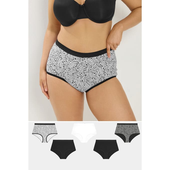 Yours 5 Pack Zwarte Slips Met Volledige Dekking En Paisleyprint Size 58-60