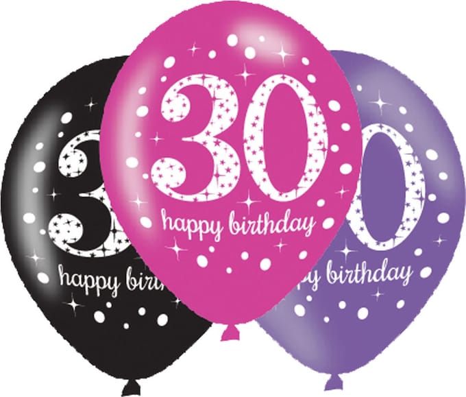 Amscan - Sparkling Celebrations - Ballon 30 Pink (6 stuks)
