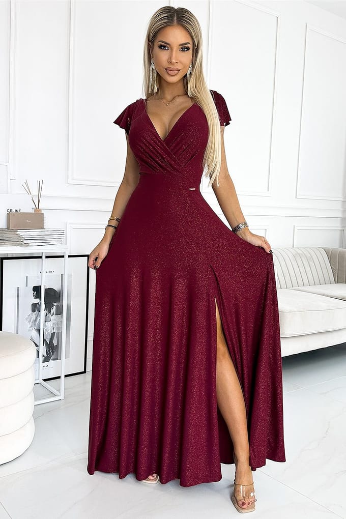 Glitter Glam Dress - Burgunderrot / M