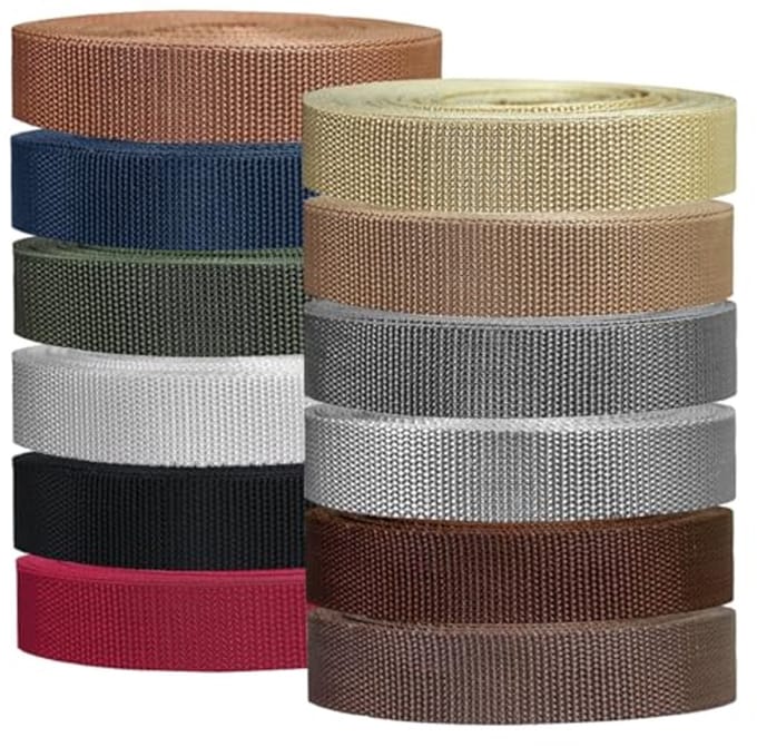 Zware Polypropyleen Singelband 1 Inch - 12 Rollen van 5,5 Meter - Ideaal voor Tassenhandgrepen en Ambachten