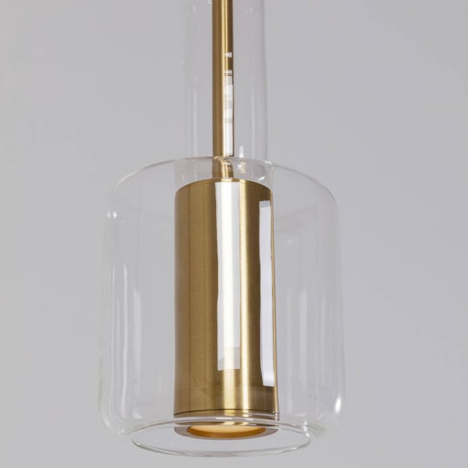 Kare Candy Bar hanglamp, goudkleurig, staal, glas, 1-lamp.
