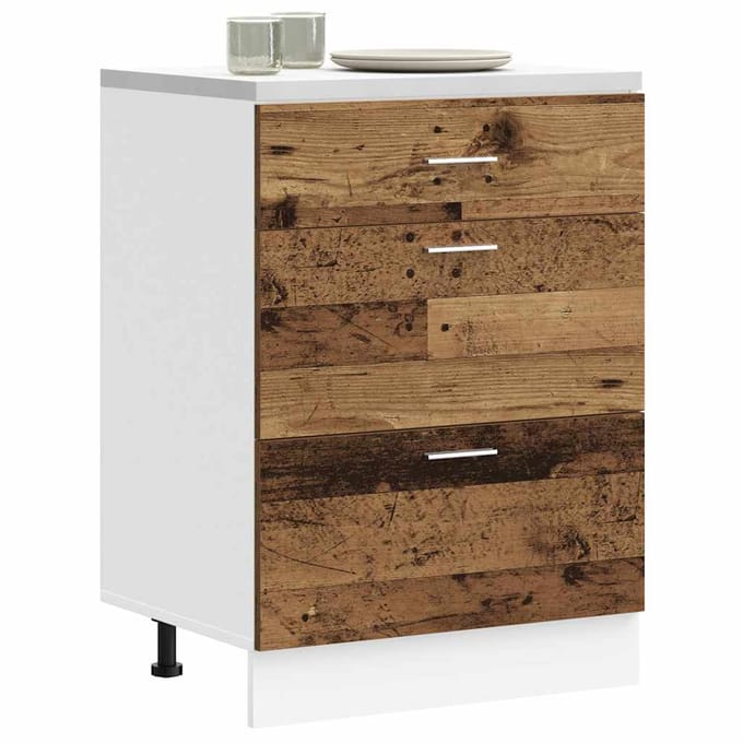 vidaXL - Onderkast - Lyon - bewerkt - hout - oud - houtkleurig