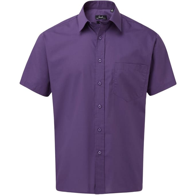 Premier Herenshirt met korte mouwen Popeline (Paars)