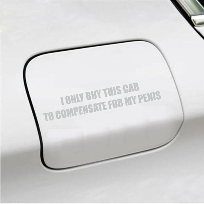 Bumpersticker - I Only Buy This Car - 3,5 X 19,6 - Licht Grijs