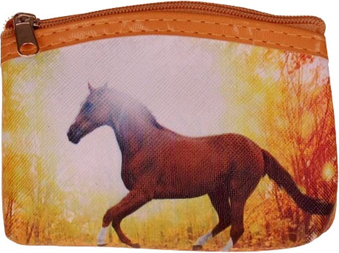 Ritsportemonnee - Bruin Paard Zon Bos - 1-vaks - 11x8cm