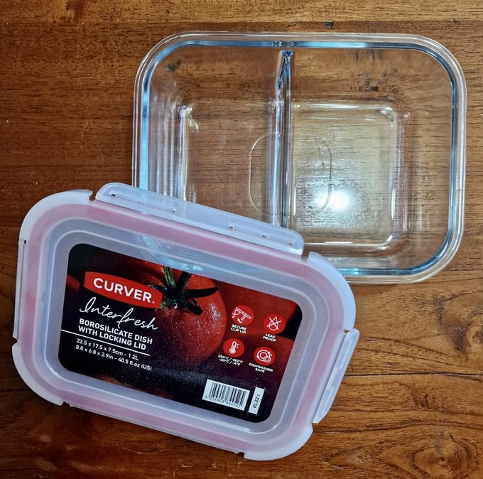 Curver glazen ovenschaal met deksel 1,2 L, 2 vakken