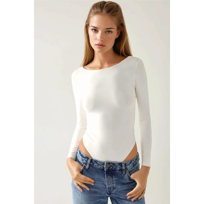 Slim Fit Crewneck Gebreide Bodysuit