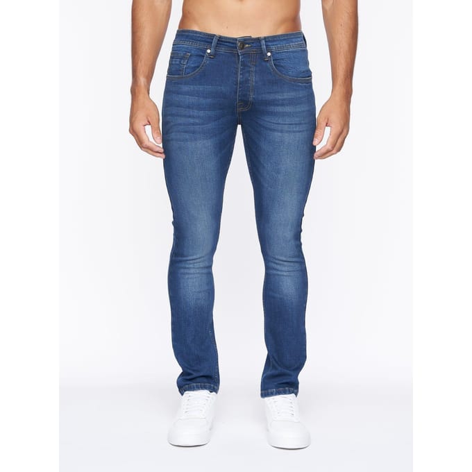 Crosshatch Heren Buraca Slim Jeans (Stone Wash)