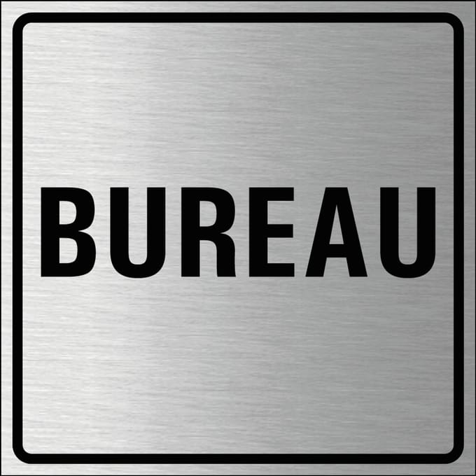 Bureau bordje, geborsteld aluminium 150 x 150 mm