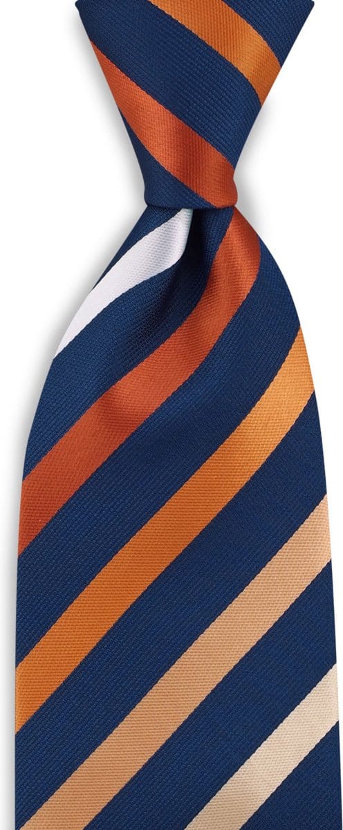JB Collection - Stropdassen - stropdas oranje gestreept - marineblauw / diverse oranjetinten / wit