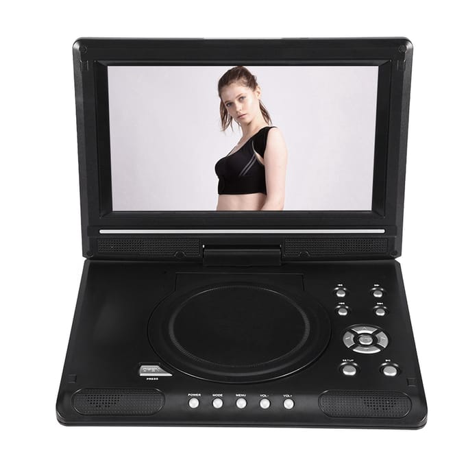 Lecteur DVD vidéo portable à écran large LCD rotatif de 9 pouces, radio FM, stockage de jeux, USB, AV, CD EU PLUG