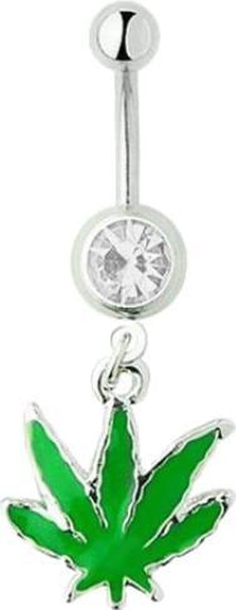 Fako Bijoux® - Navelpiercing - Weed - Wit