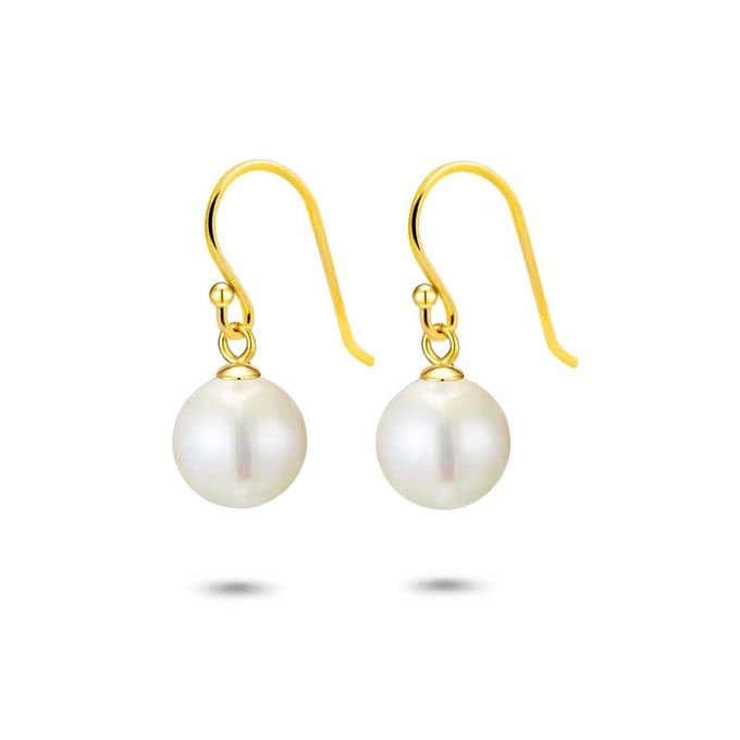 Twice As Nice Oorbellen in 18kt verguld zilver, parel 1 cm