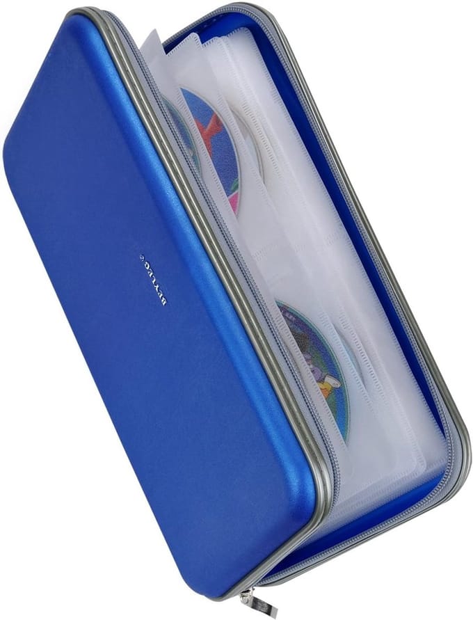 Media Opslag Houder - CD DVD Mappen - Veilige Opslag - Lichtgewicht Ontwerp - 72 Capaciteit - Blauw
