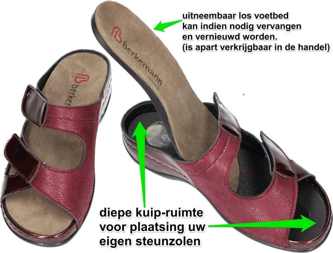 Berkemann -Dames - bordeaux - slippers & muiltjes - maat 37