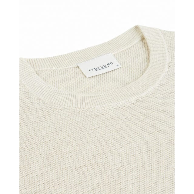 Profuomo Pullover Textured Ecru - Maat L - Heren - Pullovers