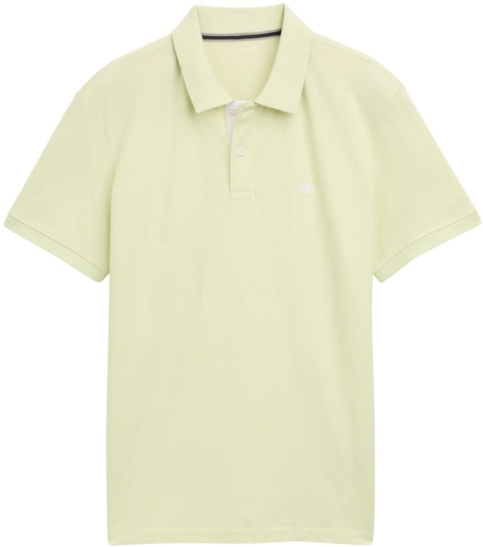 Tom Tailor - Piqué-poloshirt met geborduurd logo - Maat S - lime cream green