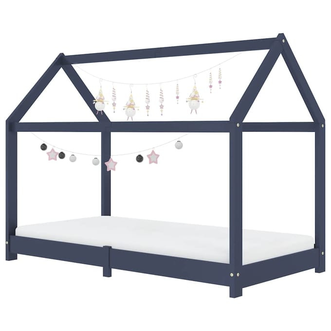 vidaXL - Kinderbedframe - massief - grenenhout - grijs - 80x160 - cm