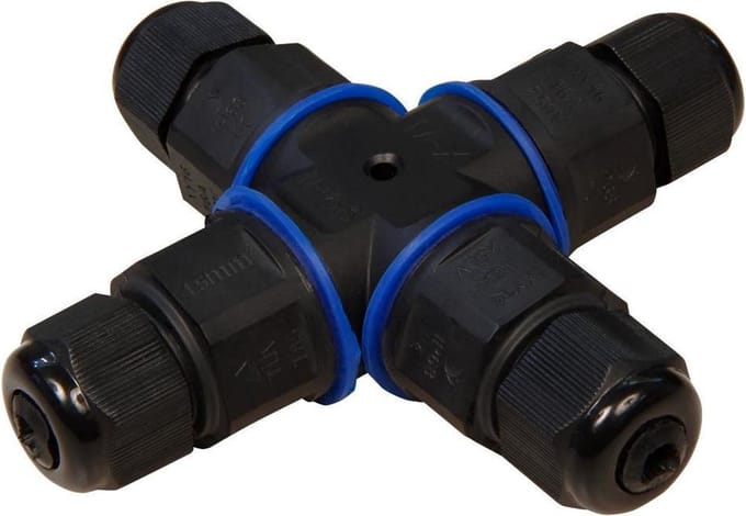 Kabelverbinder 4-weg connector waterdicht IP68 - Stekker 3-polig - Lasdoos Max. 1,5mm² (8.0 mm) - Kabeldoos 230V