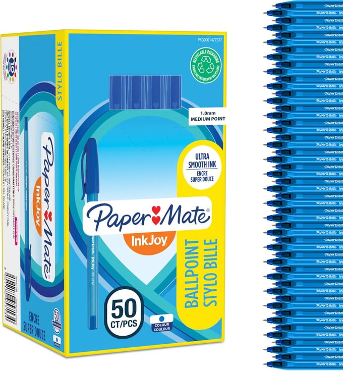 Paper Mate InkJoy 100ST Ballpoint Pens | Medium Point (1.0mm) | Blue | 50 Count