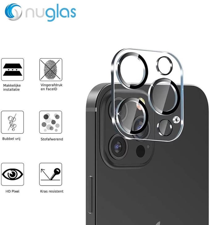 NuGlas Camera Lens Protector Voor iPhone 15 Pro / 15 Pro Max - Beschermglas iPhone - Tempered Glass