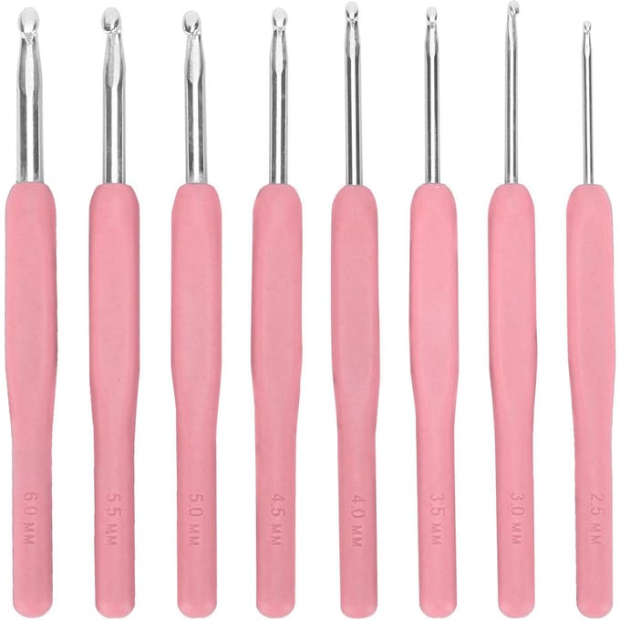 8 pièces Crochets à Tricoter Multiples Couleurs Aiguilles à Pull Manches Douces Outils de Tissage pour Amateurs d'Artisanat Pink