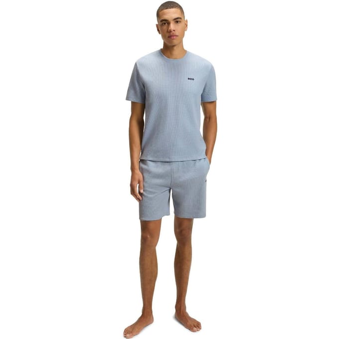 Boss Wafelpyjama-top voor heren (Blauw)